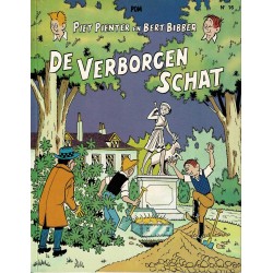 Piet Pienter en Bert Bibber - 016 De verborgen schat - herdruk - De Vlijt, 2e reeks, gelijmd, bruin/blauw
