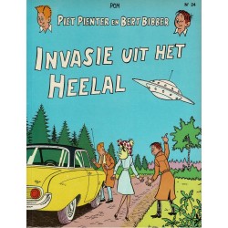 Piet Pienter en Bert Bibber - 024 Invasie uit het heelal - herdruk - De Vlijt, 2e reeks, gelijmd, bruin/blauw